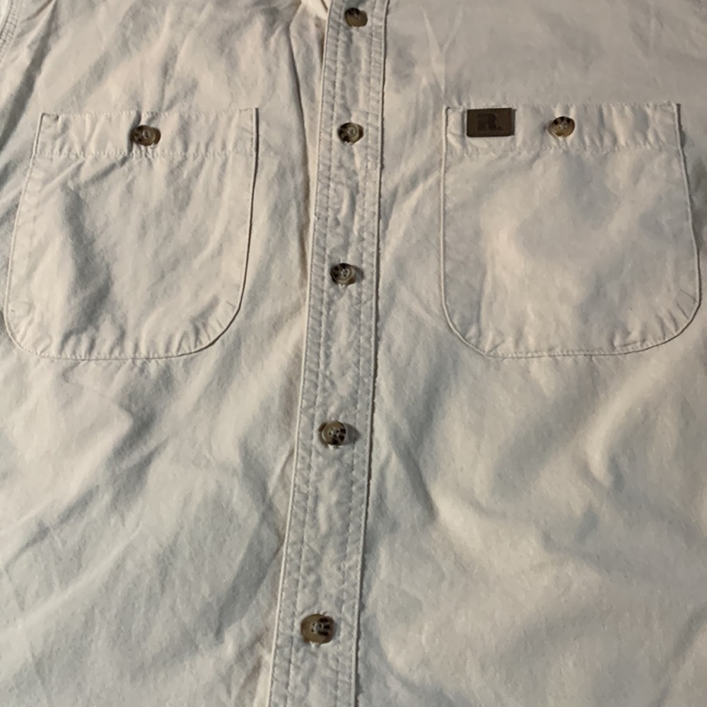 Men’s Wrangler Riggs Workwear tan shirt sleeve button up shirt. Size XL - Picture 3 of 7
